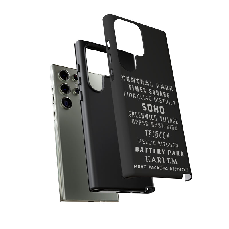 NYC NEIGHBORHOODS -Tough Phone Cases - Fits Most Phone Sizes!! (Dark GREY)