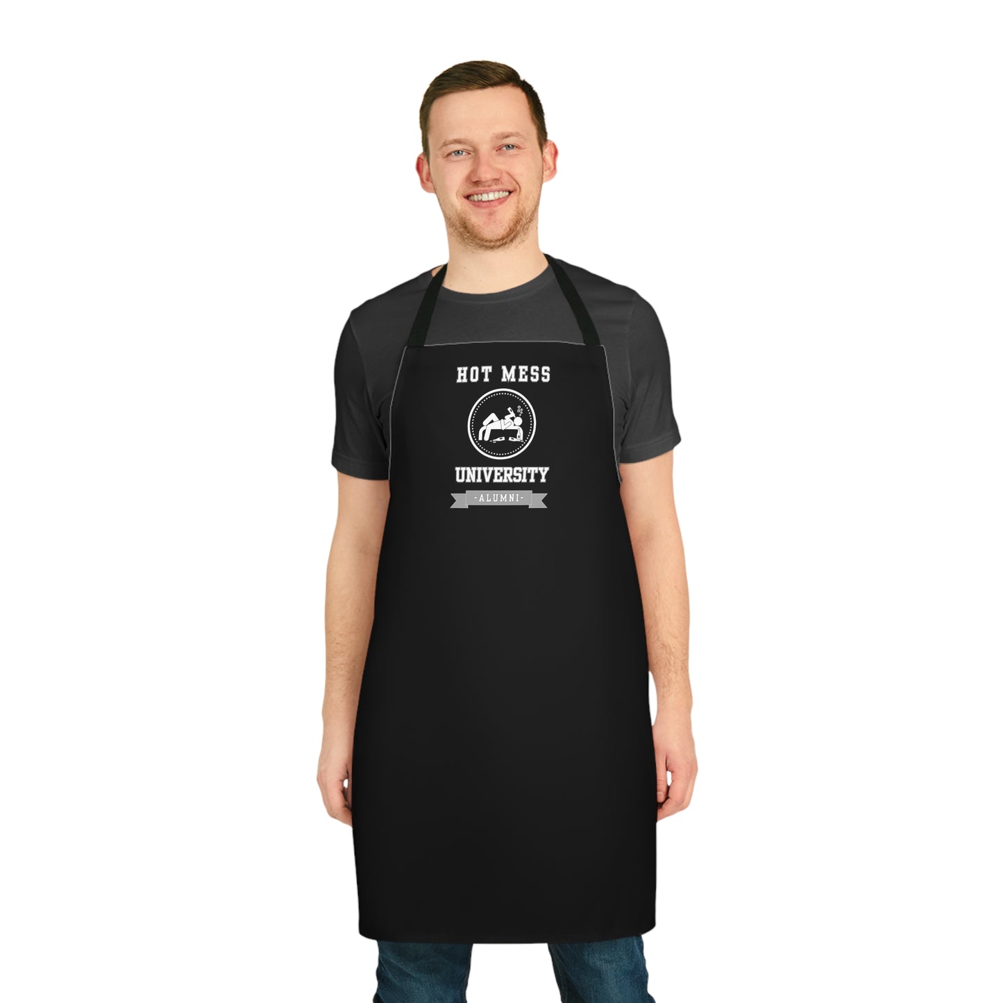 HOT MESS UNIVERSITY- Apron (AOP) (BLACK)
