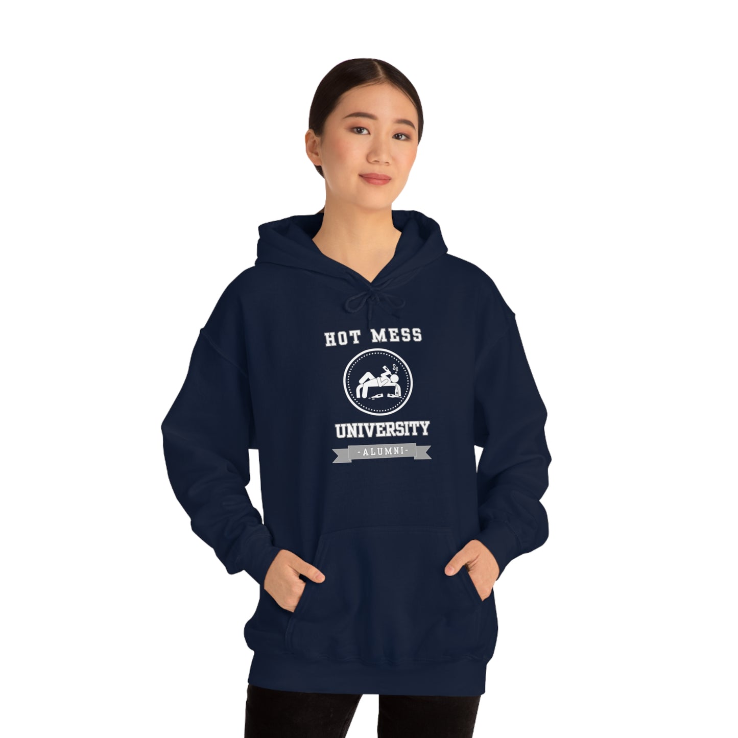 HOT MESS UNIVERSITY- Unisex Heavy Blend Hooded Sweatshirt (VARIETY OF COLORS)