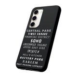 NYC NEIGHBORHOODS -Tough Phone Cases - Fits Most Phone Sizes!! (Dark GREY)