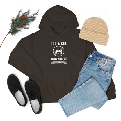 HOT MESS UNIVERSITY- Unisex Heavy Blend Hooded Sweatshirt (VARIETY OF COLORS)