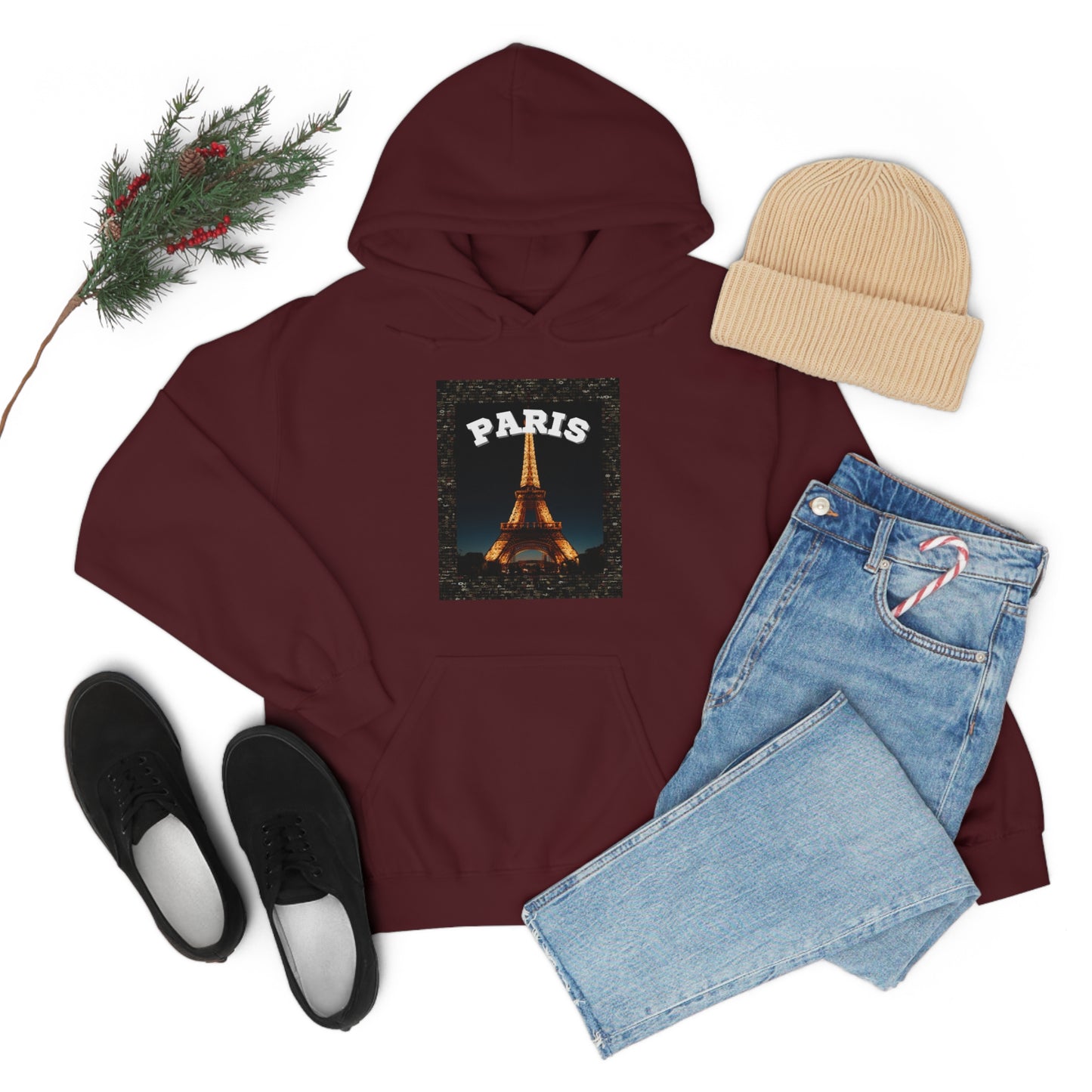 Paris At Night -Unisex Heavy Blend Hooded Sweatshirt (VARIETY OF COLORS)-“Oversized Hoodie With Rizz — Trending Streetwear”