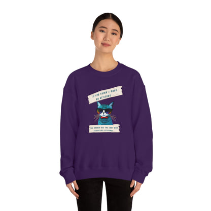 CAT ATTITUDE- Unisex Heavy Blend Crewneck Sweatshirt (VARIETY OF COLORS)"Trendy Cat Lover Graphic Tee”