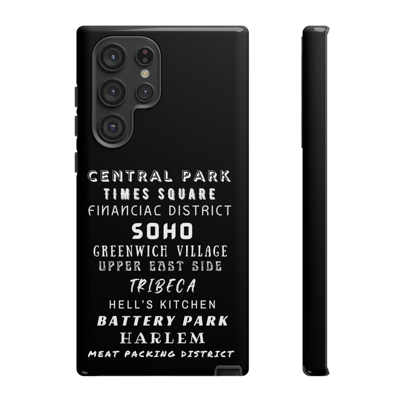 NYC NEIGHBORHOODS -Tough Phone Cases - Fits Most Phone Sizes!! (Dark GREY)