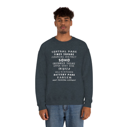 NYC NEIGHBORHOODS- Unisex Heavy Blend Crewneck Sweatshirt (VARIETY OF COLORS)