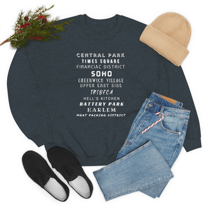NYC NEIGHBORHOODS- Unisex Heavy Blend Crewneck Sweatshirt (VARIETY OF COLORS)