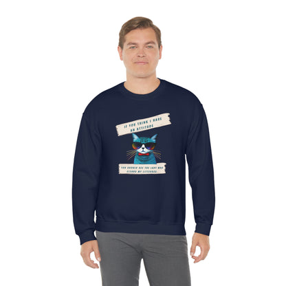 CAT ATTITUDE- Unisex Heavy Blend Crewneck Sweatshirt (VARIETY OF COLORS)"Trendy Cat Lover Graphic Tee”