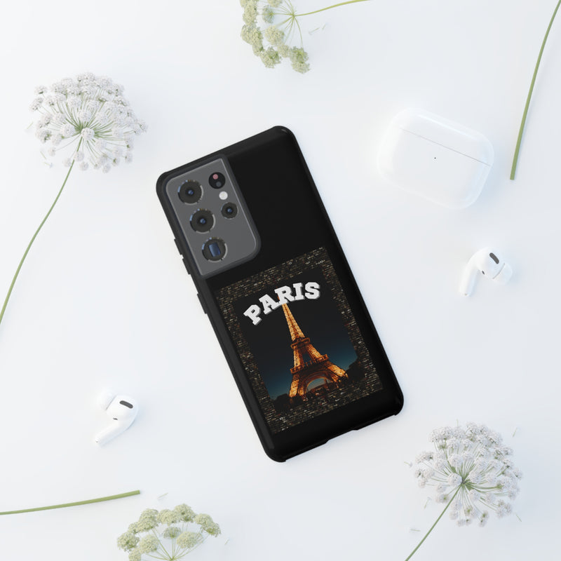 PARIS AT NIGHT- Tough Phone Cases - Fits Most Phone Sizes!! (BLACK)