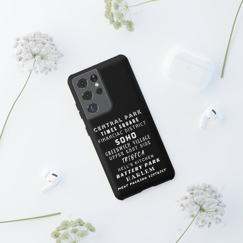 NYC NEIGHBORHOODS -Tough Phone Cases - Fits Most Phone Sizes!! (Dark GREY)
