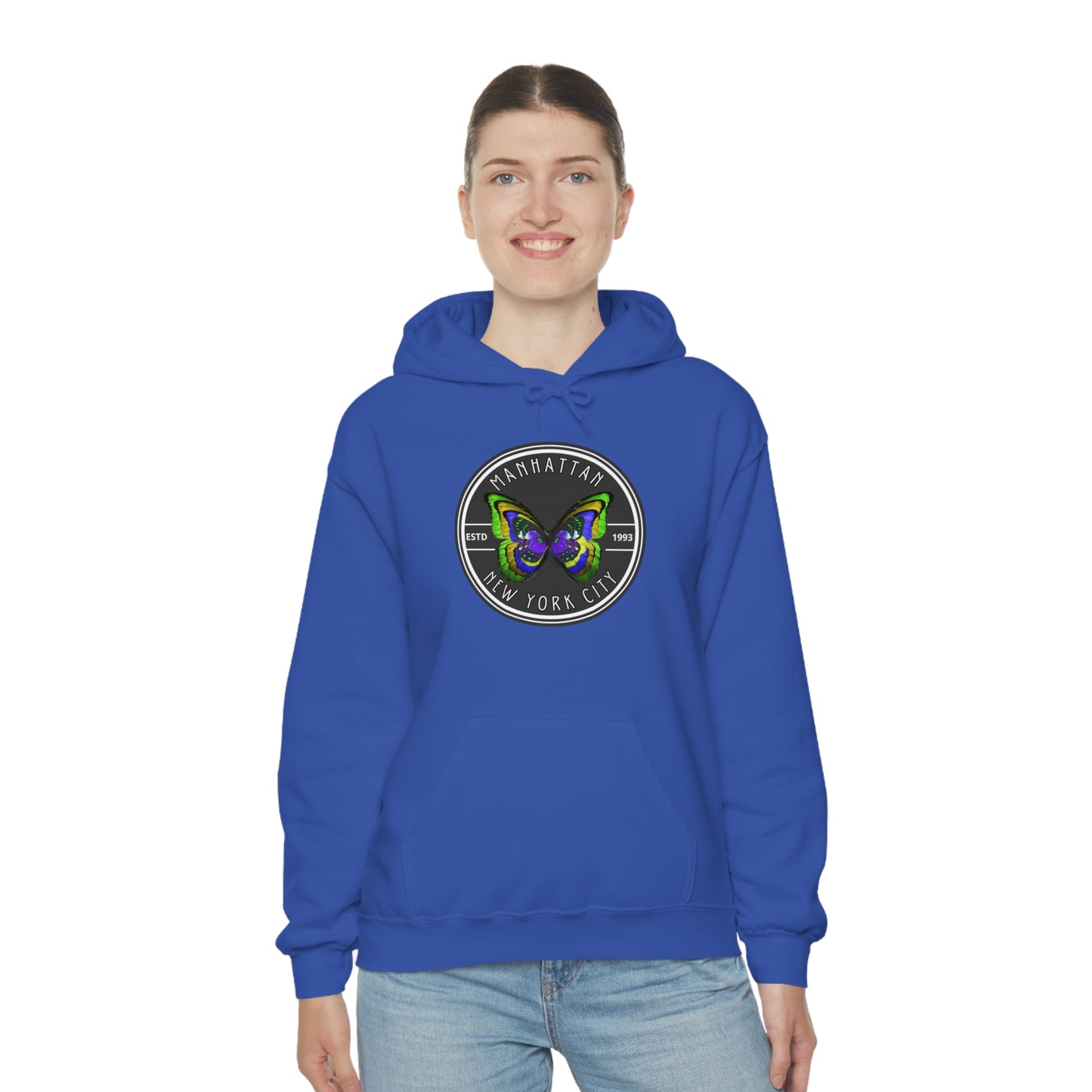 MANHATTAN NYC- Unisex Heavy Blend Hooded Sweatshirt (VARIETY OF COLORS)-“Trendy NYC Pullover Made for Photos, Coffee Runs, and Slay”