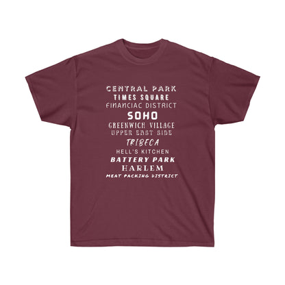 NYC ICONIC NEIGHBORHOODS- T Shirt (variety Of Colors) “New York City Shirt Full of Rizz, Skyline & Subway Vibes”