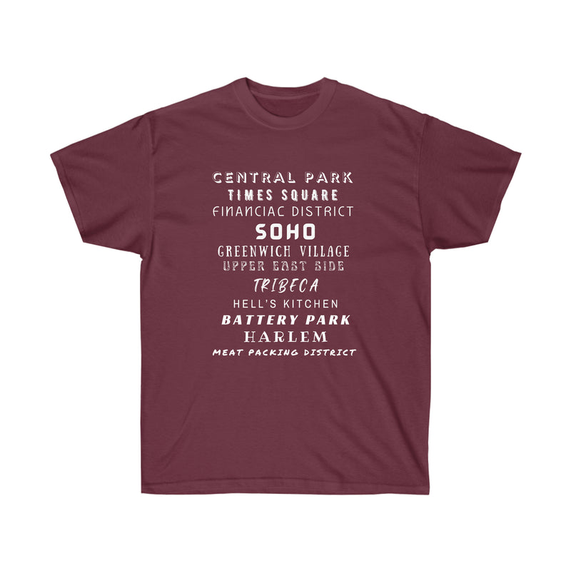 NYC NEIGHBORHOODS- T Shirt (variety Of Colors)