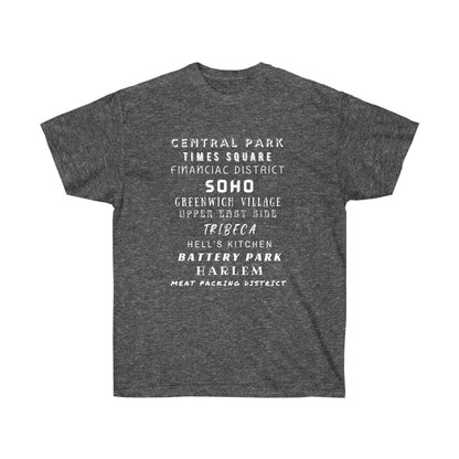 NYC ICONIC NEIGHBORHOODS- T Shirt (variety Of Colors) “New York City Shirt Full of Rizz, Skyline & Subway Vibes”
