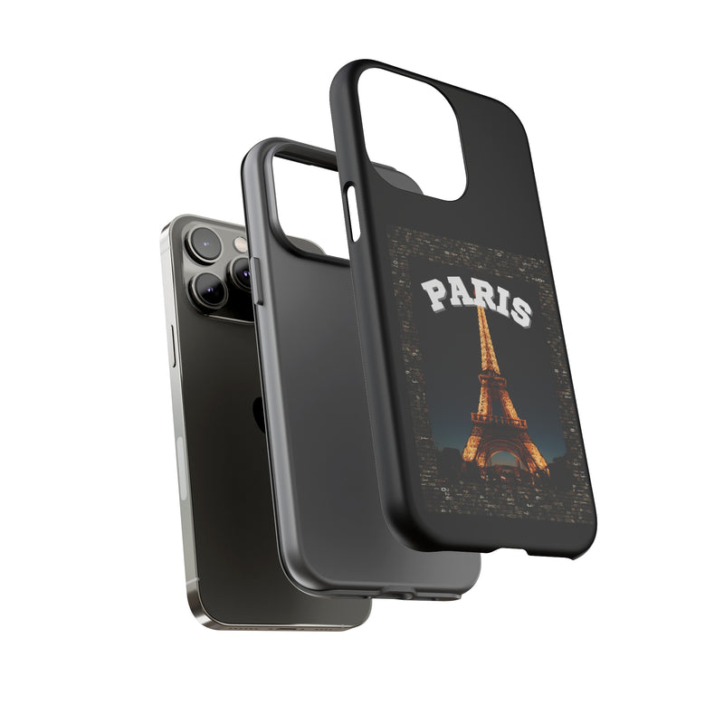 PARIS AT NIGHT- Tough Phone Cases - Fits Most Phone Sizes!! (BLACK)