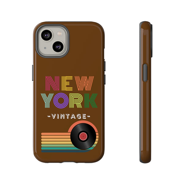 NEW YORK VINTAGE -Tough Phone Cases - Fits Most Phone Sizes!! (Brown)