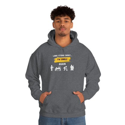 LONG STORY SHORT- Unisex Heavy Blend Hooded Sweatshirt (VARIETY OF COLORS) “Zero Baggage, Maximum Rizz — Single Life Graphic Shirt”