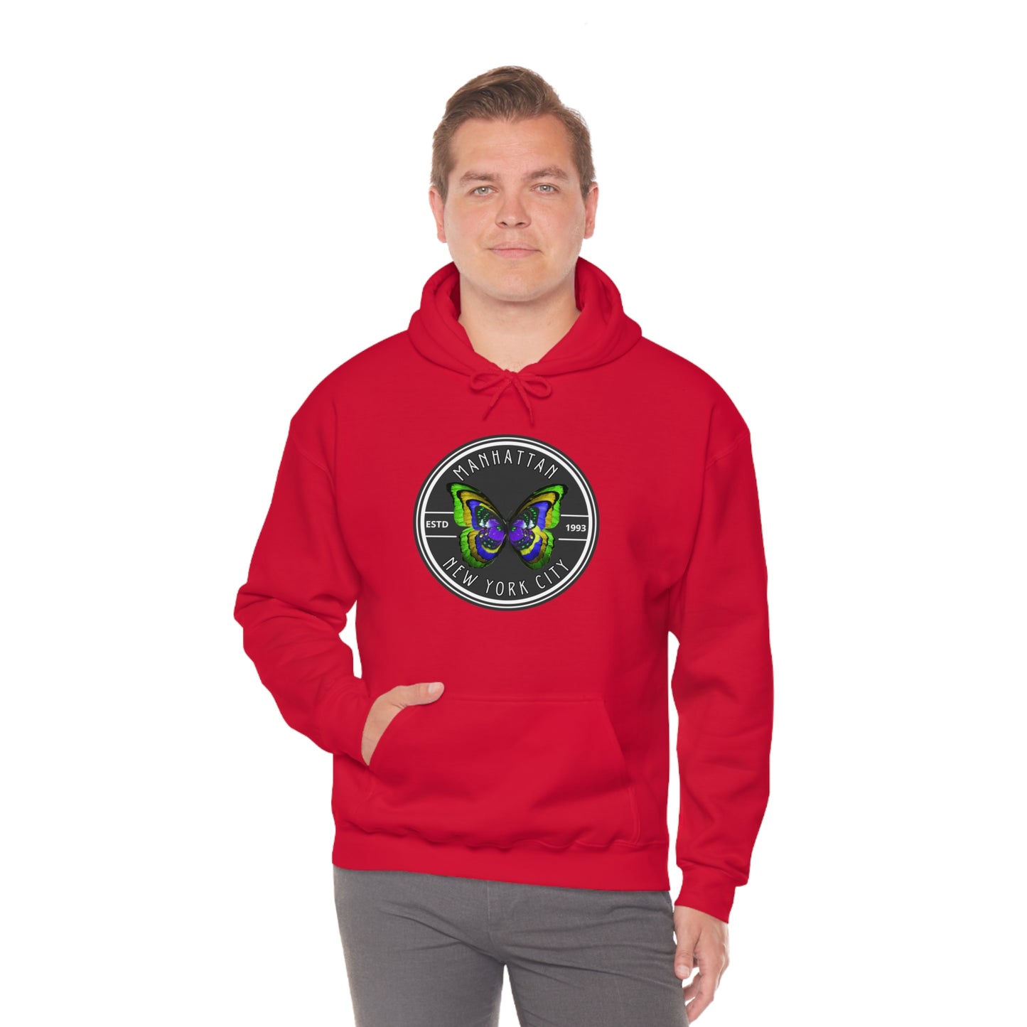 MANHATTAN NYC- Unisex Heavy Blend Hooded Sweatshirt (VARIETY OF COLORS)-“Trendy NYC Pullover Made for Photos, Coffee Runs, and Slay”