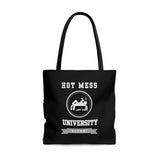 HOT MESS UNIVERSITY- AOP Tote Bag (BLACK)