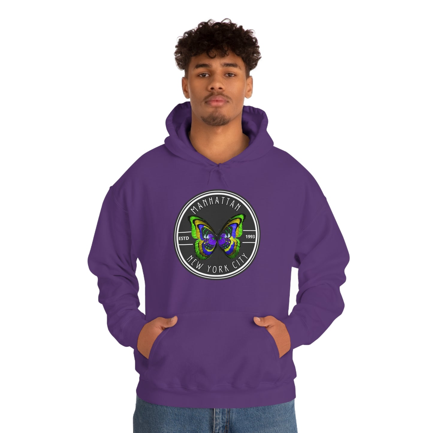 MANHATTAN NYC- Unisex Heavy Blend Hooded Sweatshirt (VARIETY OF COLORS)-“Trendy NYC Pullover Made for Photos, Coffee Runs, and Slay”