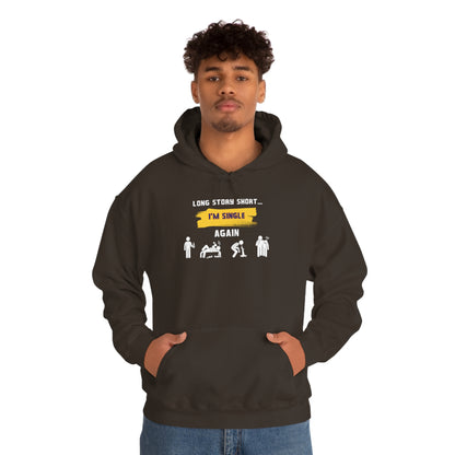 LONG STORY SHORT- Unisex Heavy Blend Hooded Sweatshirt (VARIETY OF COLORS) “Zero Baggage, Maximum Rizz — Single Life Graphic Shirt”