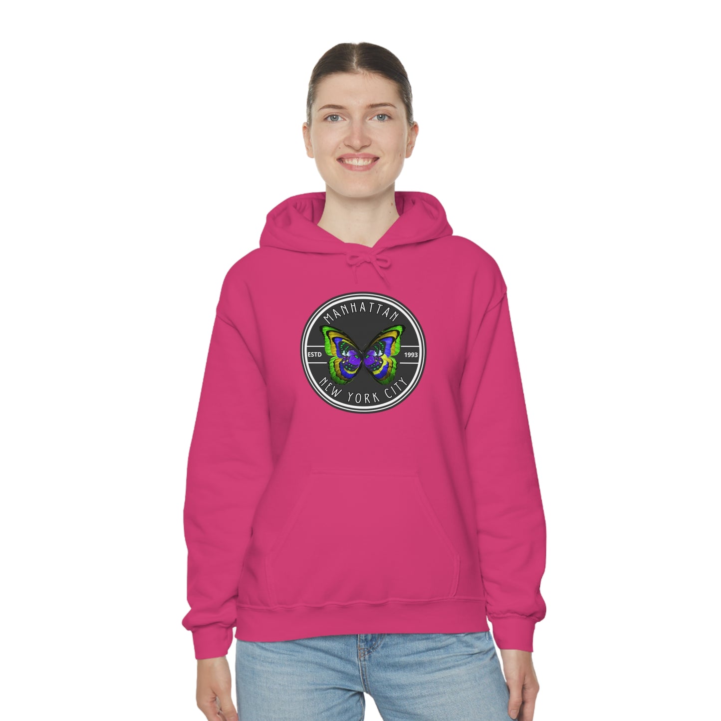MANHATTAN NYC- Unisex Heavy Blend Hooded Sweatshirt (VARIETY OF COLORS)-“Trendy NYC Pullover Made for Photos, Coffee Runs, and Slay”