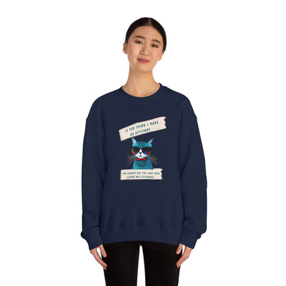 CAT ATTITUDE- Unisex Heavy Blend Crewneck Sweatshirt (VARIETY OF COLORS)"Trendy Cat Lover Graphic Tee”