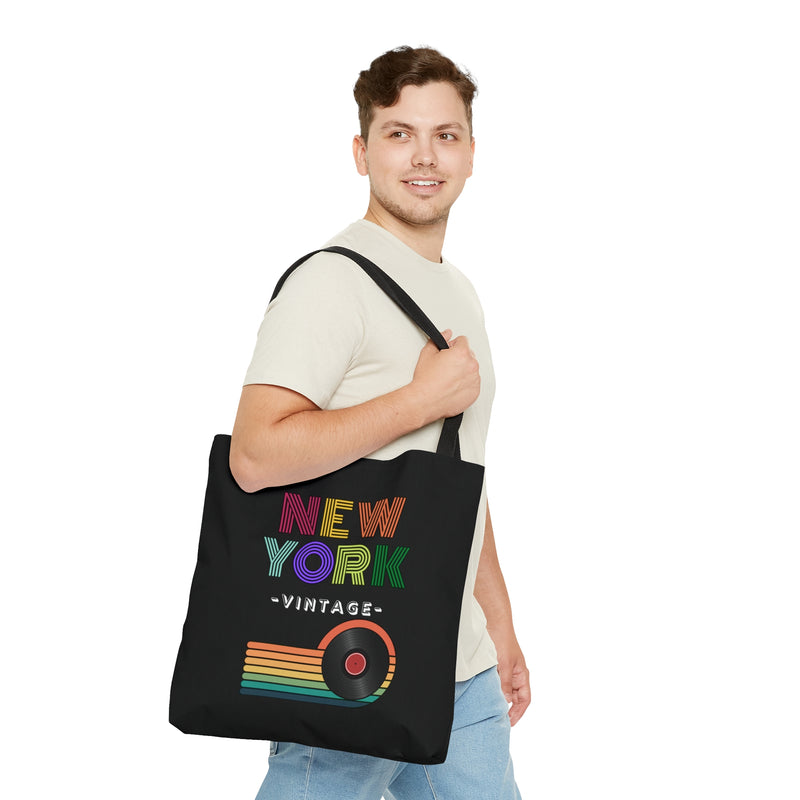 NEW YORK VINTAGE- AOP Tote Bag (BLACK)