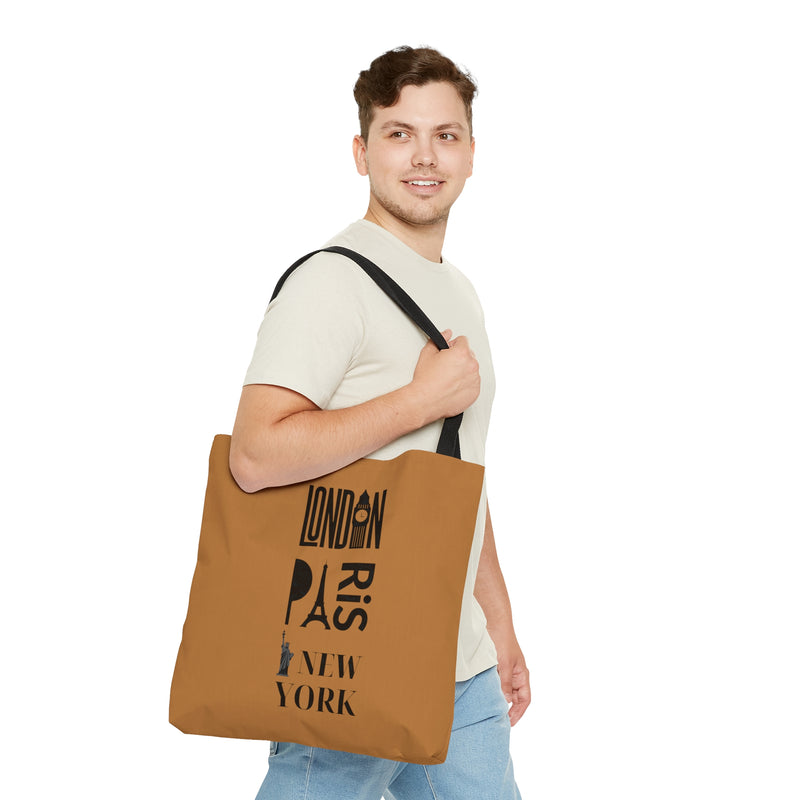 London Paris New York- AOP Tote Bag (LIGHT BROWN)
