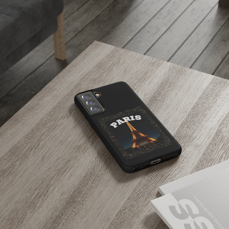 PARIS AT NIGHT- Tough Phone Cases - Fits Most Phone Sizes!! (BLACK)