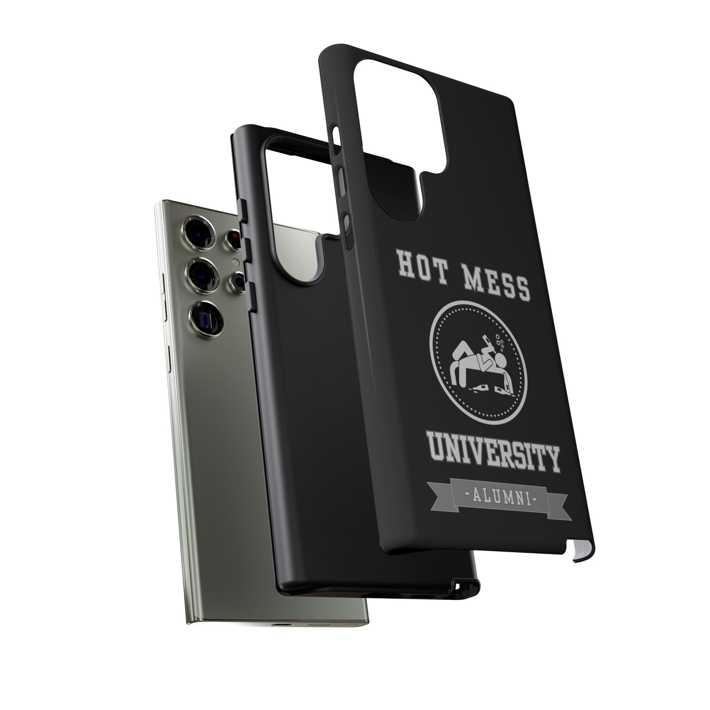 HOT MESS UNIVERSITY -Tough Phone Cases - Fits Most Phone Sizes!! (BLACK)