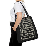 NYC Boroughs & Neighborhoods (2 sided print)- AOP Tote Bag (BLACK)