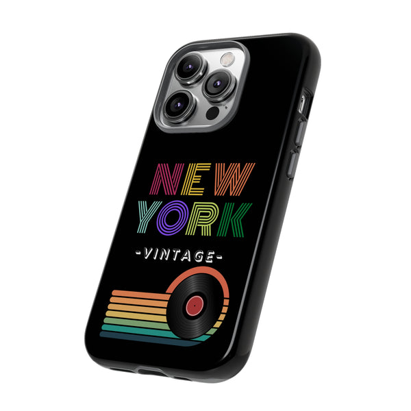 NEW YORK VINTAGE -Tough Phone Cases - Fits Most Phone Sizes!! (BLACK)