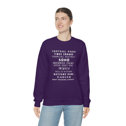 NYC NEIGHBORHOODS- Unisex Heavy Blend Crewneck Sweatshirt (VARIETY OF COLORS)