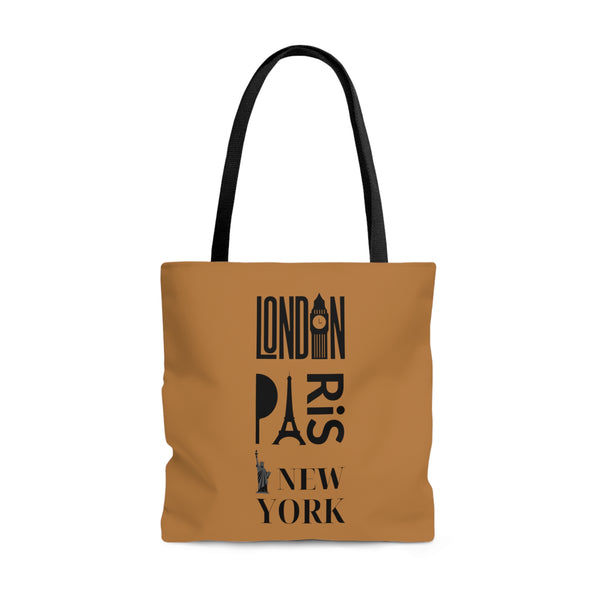 London Paris New York- AOP Tote Bag (LIGHT BROWN)