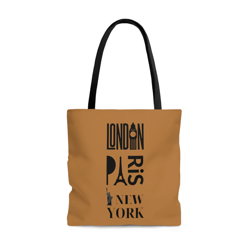 London Paris New York- AOP Tote Bag (LIGHT BROWN)