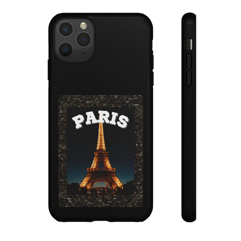 PARIS AT NIGHT- Tough Phone Cases - Fits Most Phone Sizes!! (BLACK)