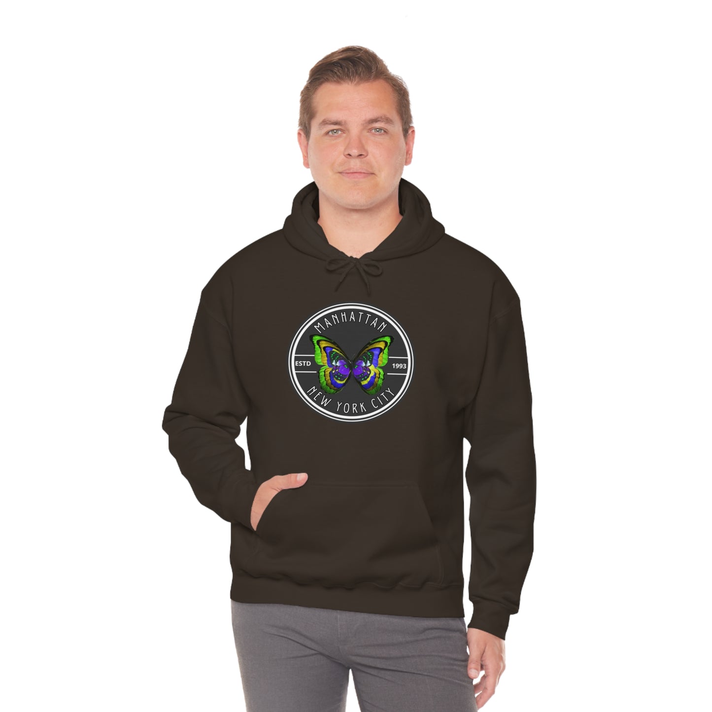 MANHATTAN NYC- Unisex Heavy Blend Hooded Sweatshirt (VARIETY OF COLORS)-“Trendy NYC Pullover Made for Photos, Coffee Runs, and Slay”
