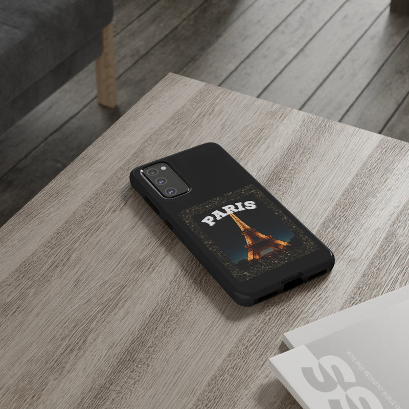 PARIS AT NIGHT- Tough Phone Cases - Fits Most Phone Sizes!! (BLACK)