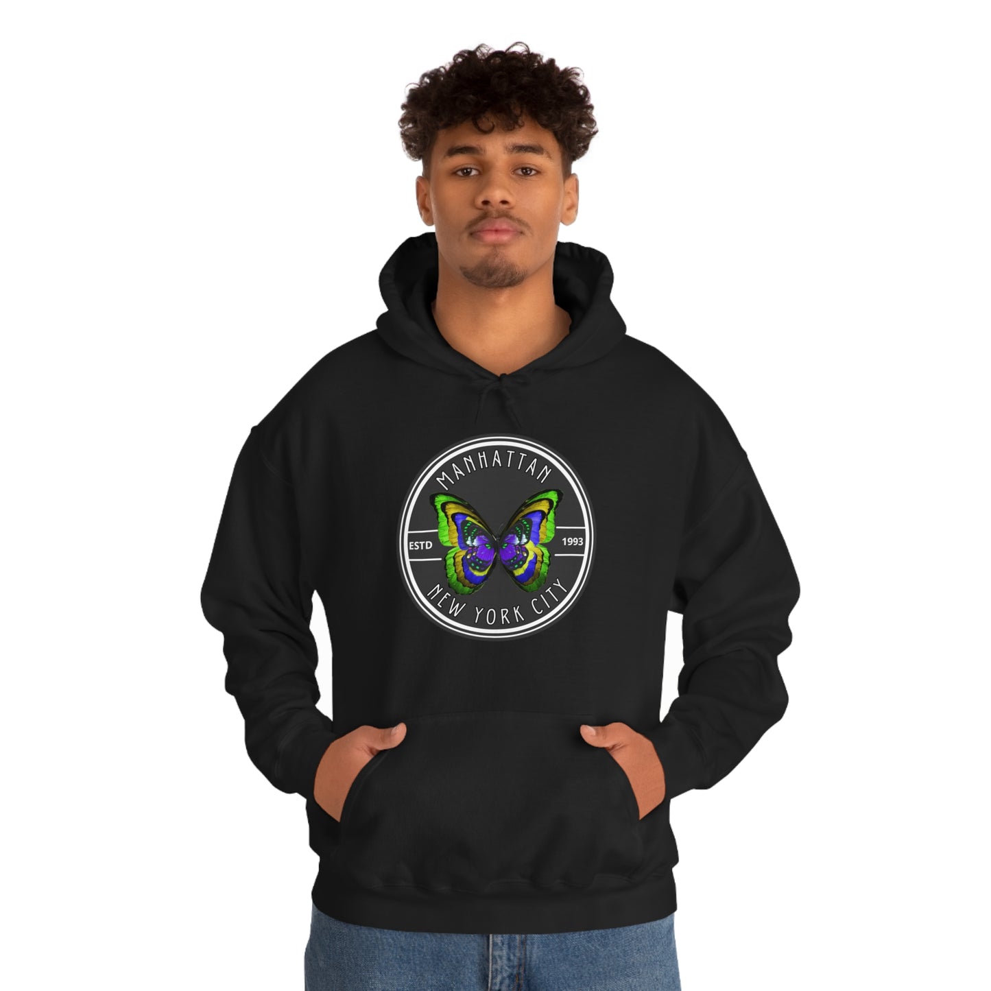 MANHATTAN NYC- Unisex Heavy Blend Hooded Sweatshirt (VARIETY OF COLORS)-“Trendy NYC Pullover Made for Photos, Coffee Runs, and Slay”